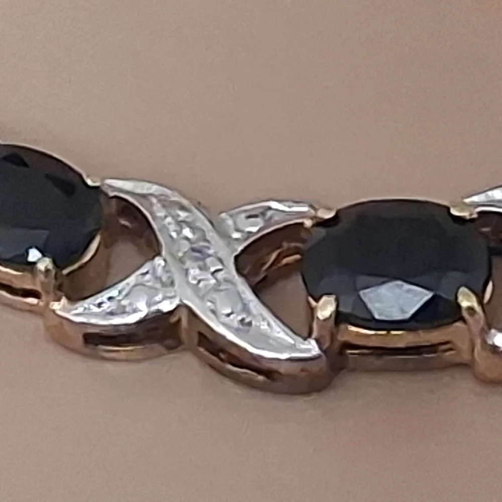 Vintage 10K Gold Vermeil XOX Design Necklace With Sapphires And Diamonds